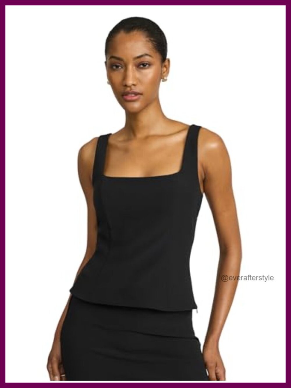EXPRESS Square Neck Tailored Tank Top Stretch Twill Sleeveless Blouse